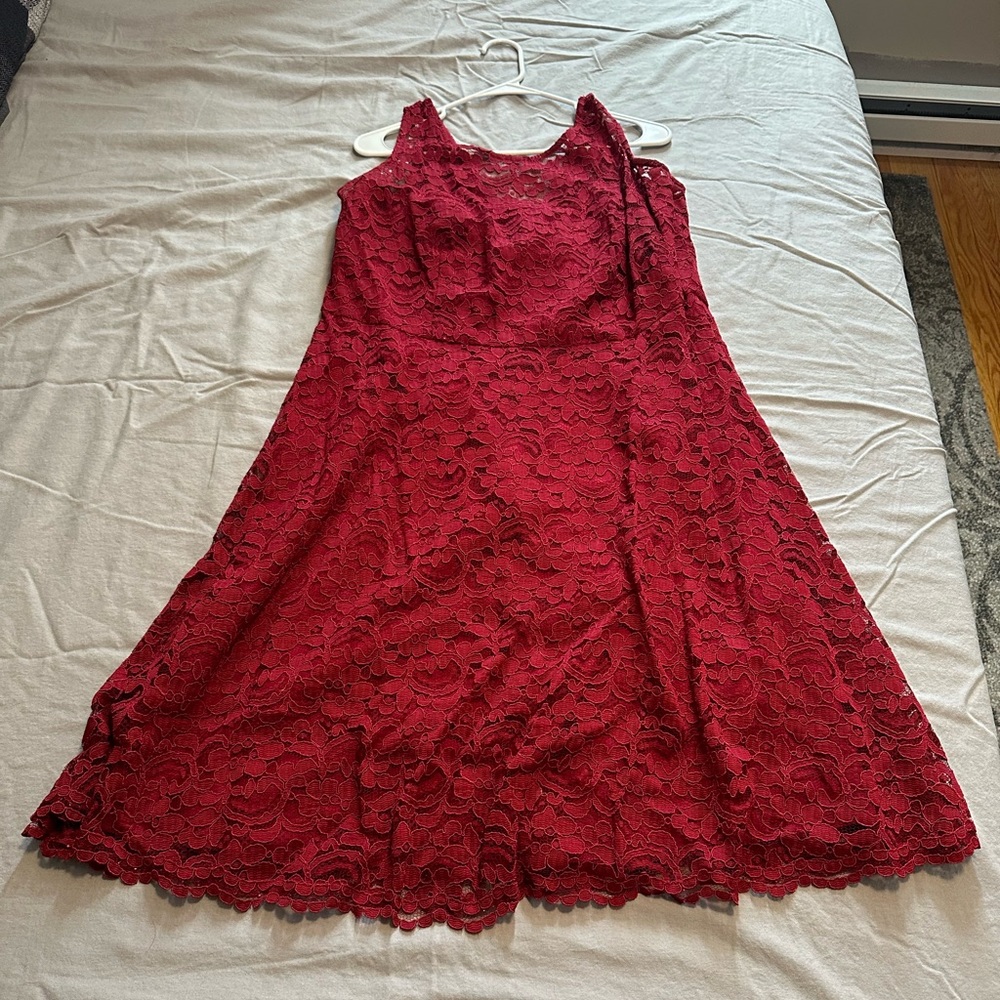 Cap Sleeve Lace Bridesmaid Dress-Wine-18-David’s Bridal